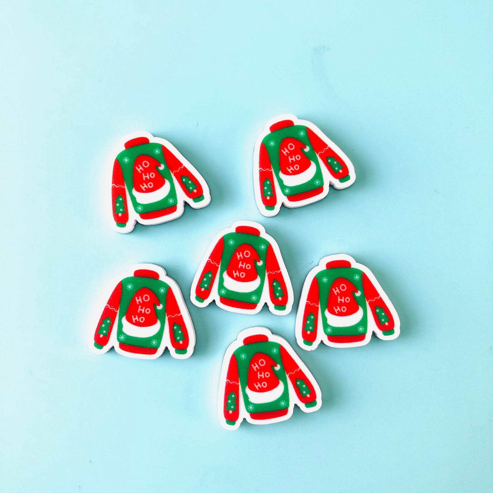 Crafty Cuts Laser  UV_printed Ugly Sweater Christmas Chunky Cabochons - 3 pair set -  7 Designs to choose from
