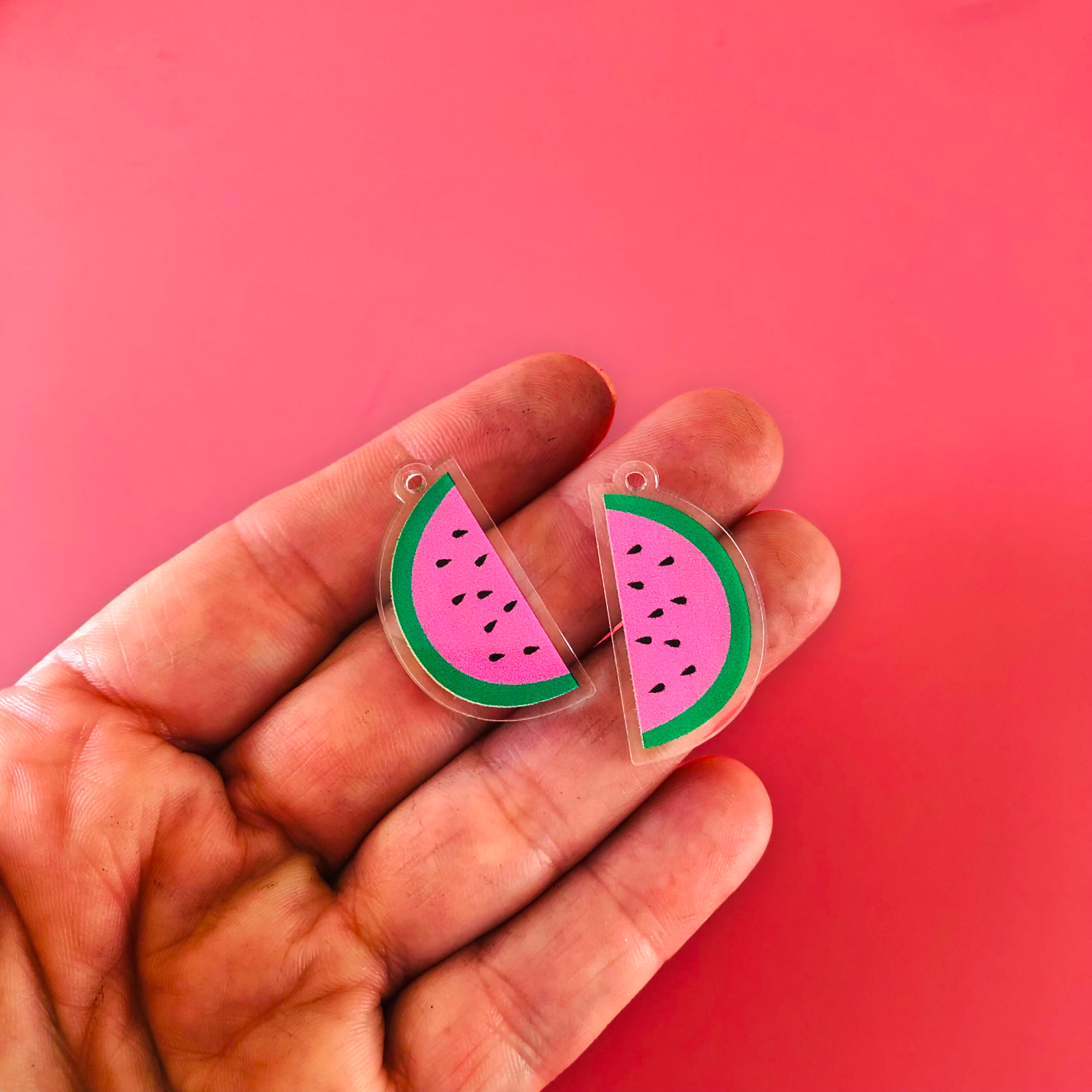 Crafty Cuts Laser  UV_printed Watermelon - 2 Pairs Fruity Fix - Choose from 6 Petite Fruit Charms