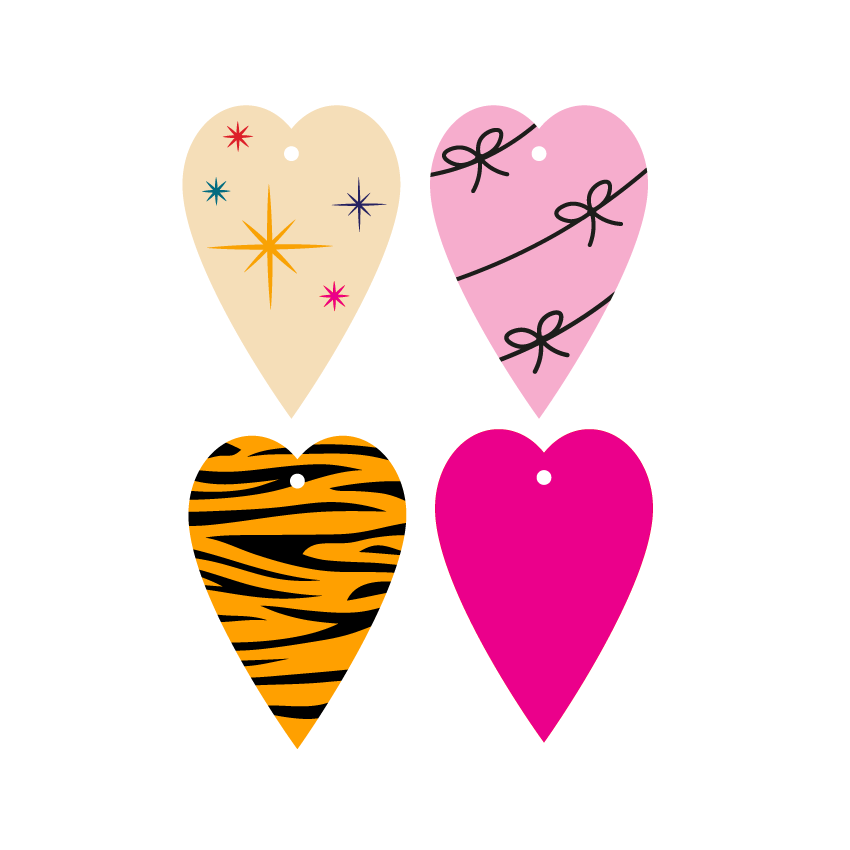 Crafty Cuts Laser © Vintage Hearts - 2 pair Set - 5 styles