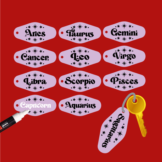 Crafty Cuts Laser Zodiac  Motel Key Fobs - 2 pce Set