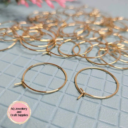 NQ Jewellery & Craft Supplies Hoop Findings - 2 sizes - 25 pairs - Gold Tone