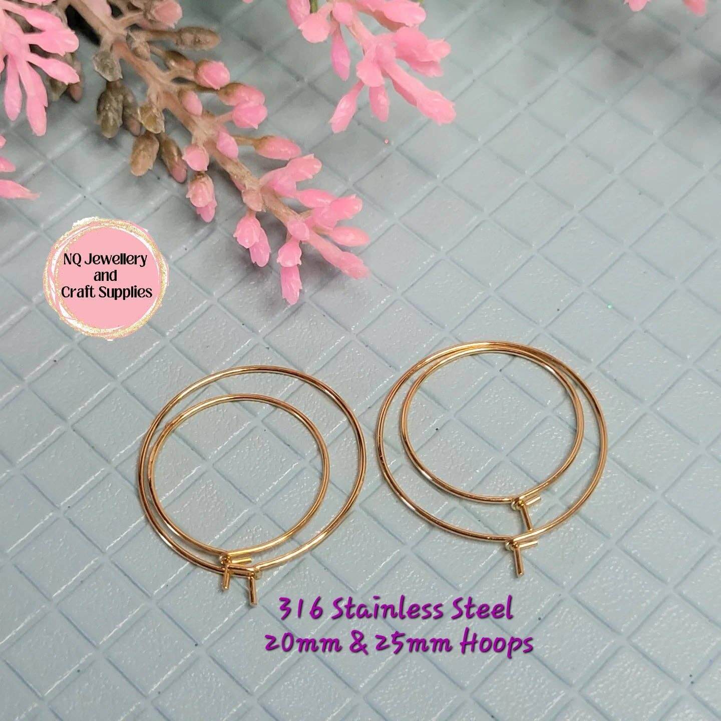 NQ Jewellery & Craft Supplies Hoop Findings - 2 sizes - 25 pairs - Gold Tone